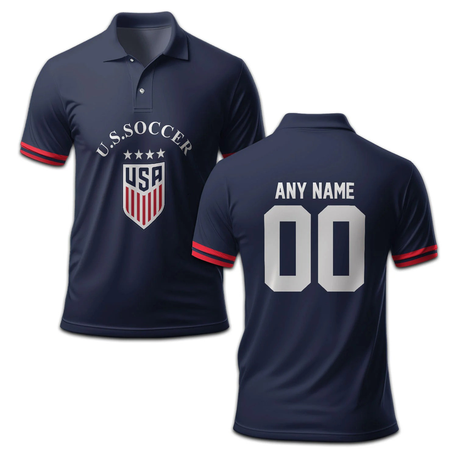 Personalized World Cup 2026 USA Soccer Team Polo Shirt Custom Soccer Polos Gifts For Fans