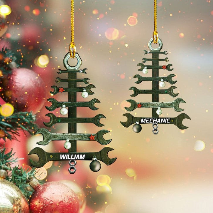 Personalized Wrench Tree shape acrylic ornament ornament for Mechanic