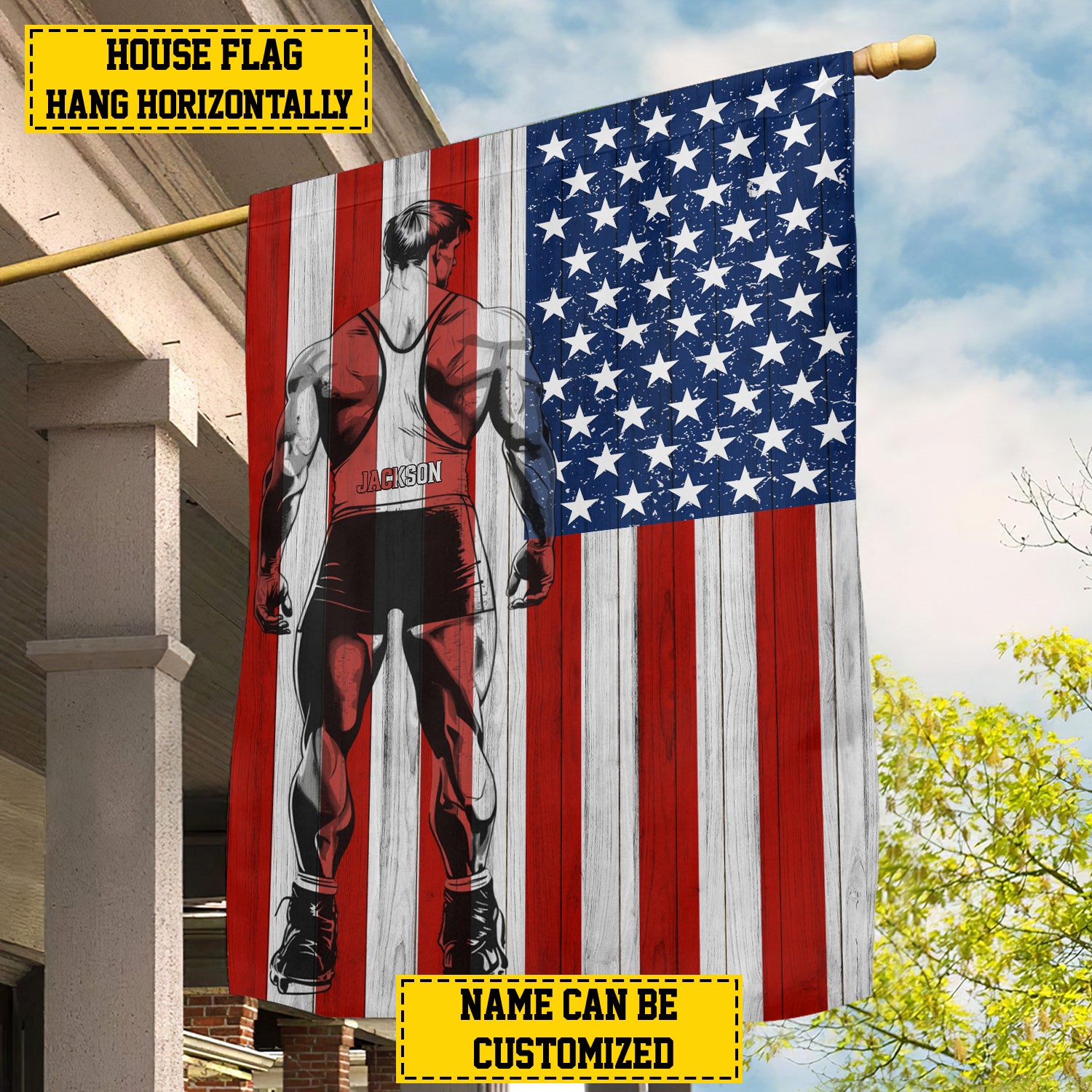 Personalized Wrestling American Flag Independence Day Usa Yard Flag Gift For Wrestling Lovers