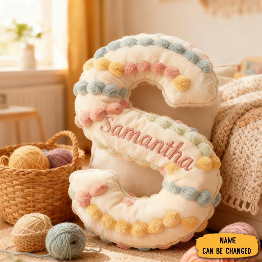 Personalized Yarn Ball Knitting Letter Pillow Couch Pillows Gift For Knitting Lovers