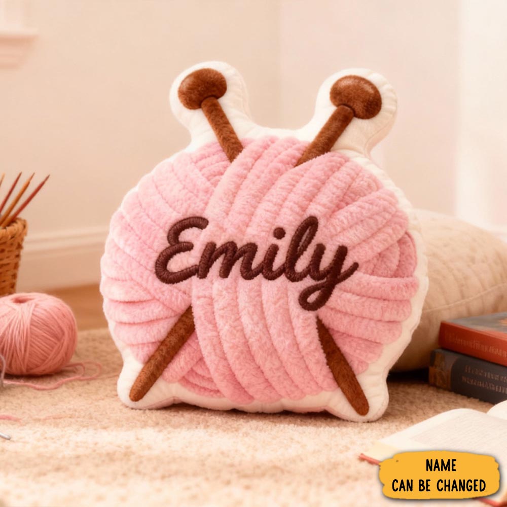 Personalized Yarn Ball Knitting Pillow Cute Pillow Home Decor Gift For Knitting Lovers