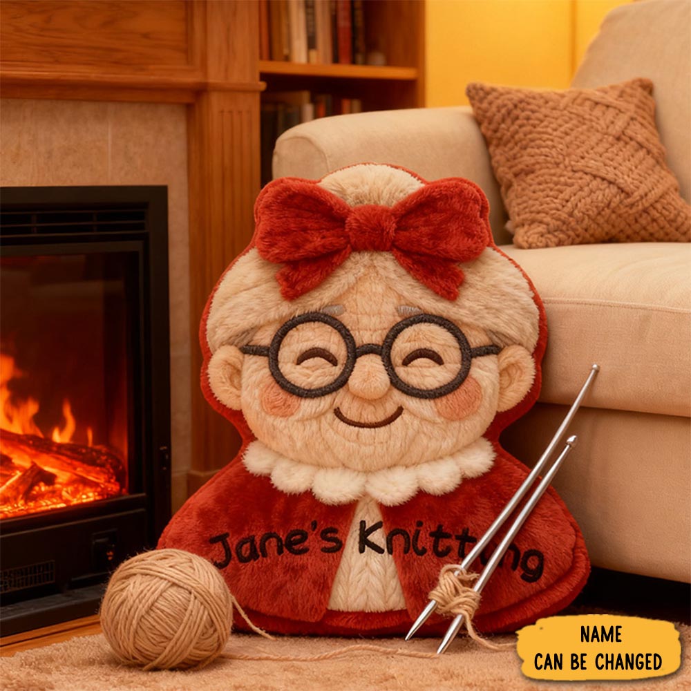 Personalized Yarn Ball Knitting Pillow Grandma Pillow Christmas Gift For Knitting Lovers