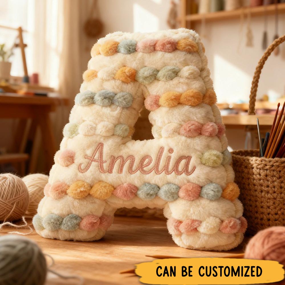 Personalized Yarn Ball Knitting Pillow Graphic 3D Print Knitting Letter with Custom Name Gift for Knitting Lovers