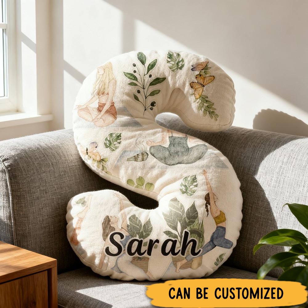 Personalized Yoga Letter Pillow Yoga Meditation Pillow Graphic 3D Print Custom Name with Nature Design Perfect for Yoga Enthusiasts and Home Decor