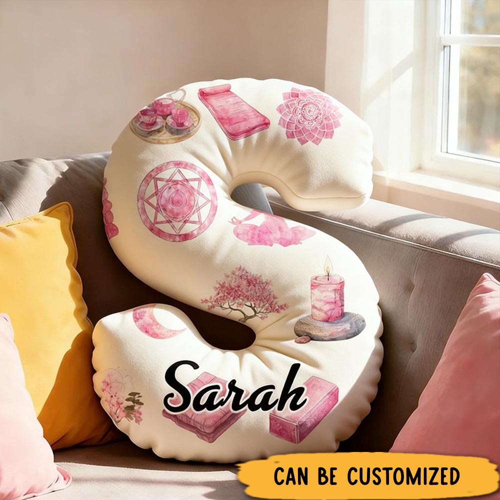 Personalized Yoga Pillow Custom Funny Yoga Pillow Letter and Name Pillow with Zen and Meditation Design Graphic 3D Print Soft and Relaxing Gift for Yoga Lovers and Home Decor