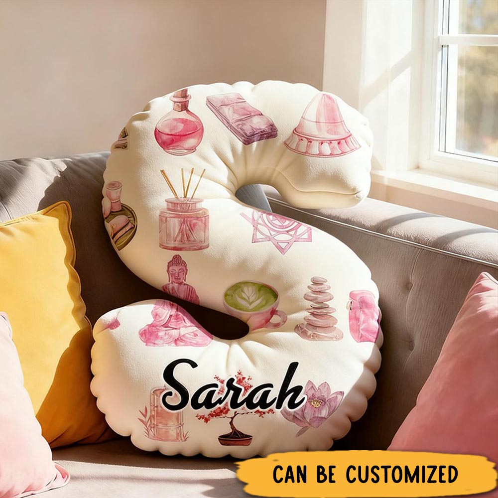 Personalized Yoga Pillow Custom Letter and Name with Zen and Meditation Design Graphic 3D Print Soft and Relaxing Gift for Yoga Enthusiasts