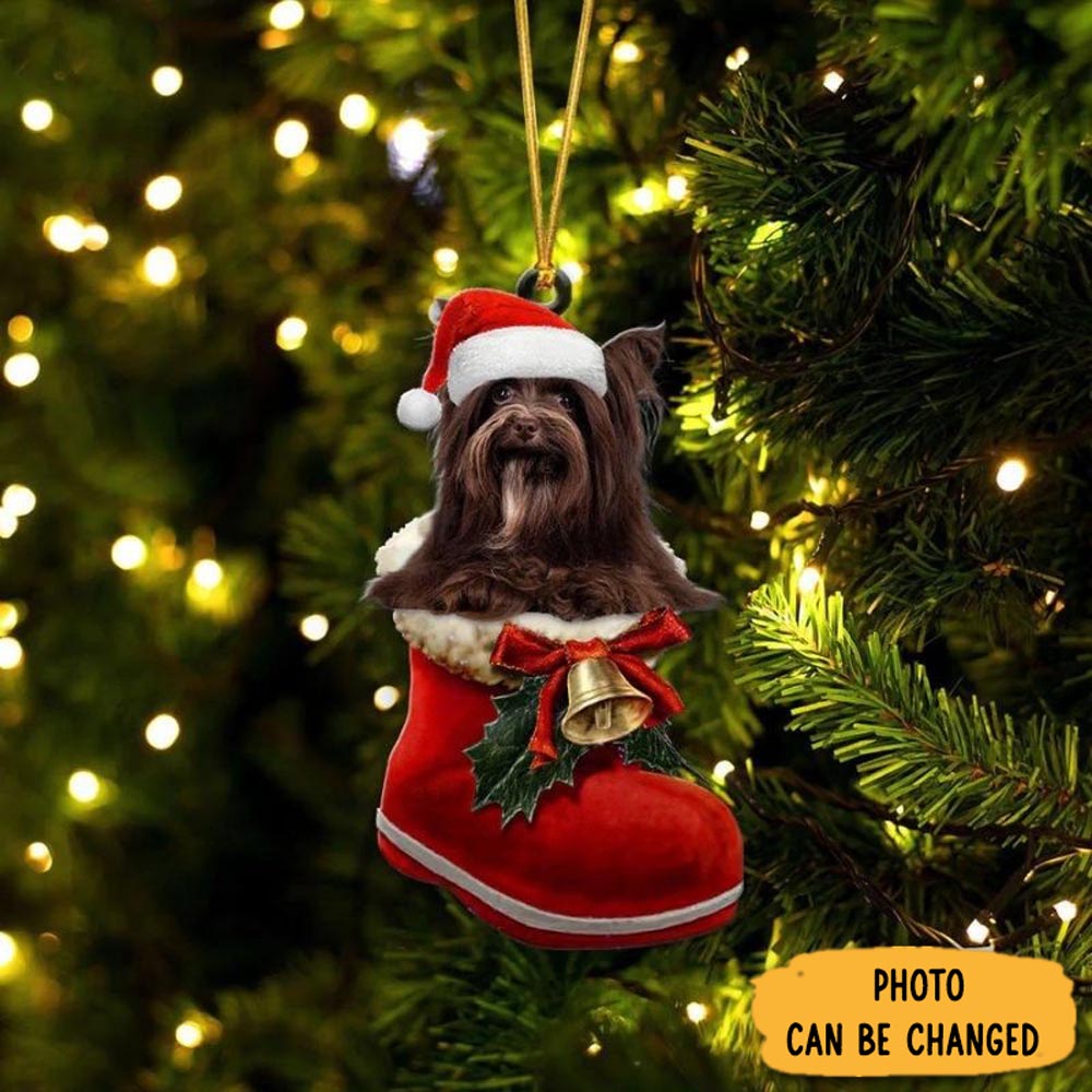 Personalized Yorkshire Terrier Chocolate In Santa Boot Christmas Hanging Ornament Unique Ornament Gift For Friends