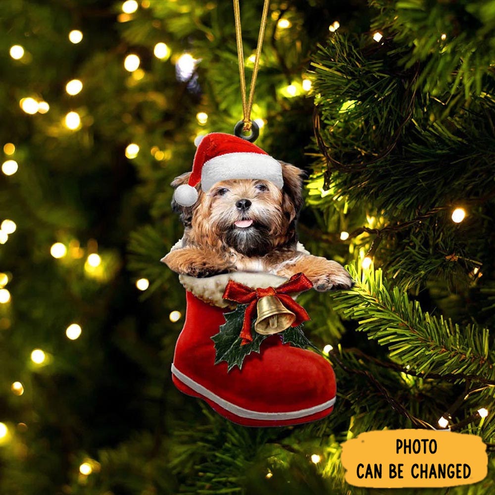 Personalized Zuchon In Santa Boot Christmas Hanging Ornament Charming Mother's Day Ornament