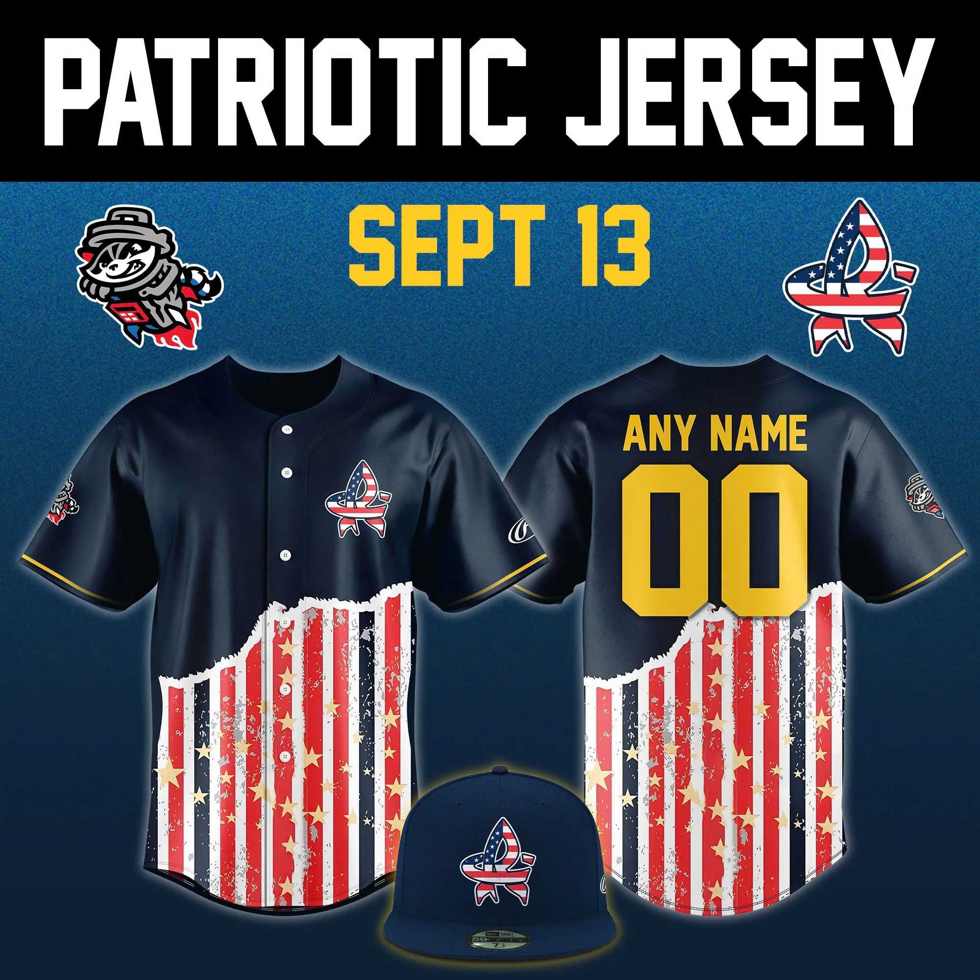 Personlized Rocket City Trash Pandas x 2025 Patriotic Night Jersey Themed Gifts