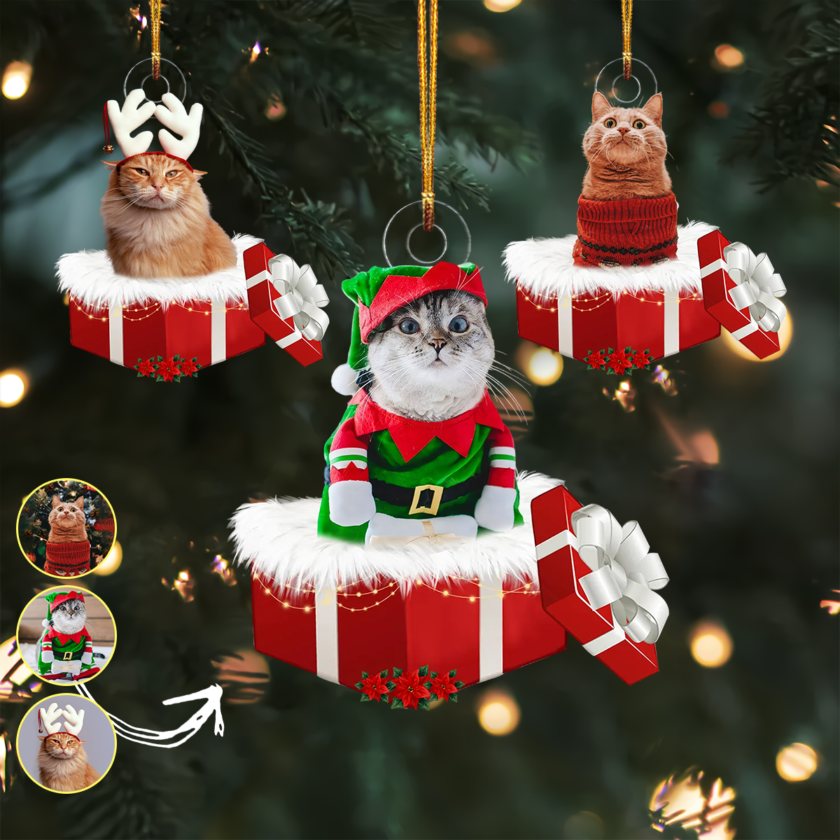 Pet Christmas Gift Personalized Photo Mica Ornament Christmas Gift For Pet Lovers Cat
