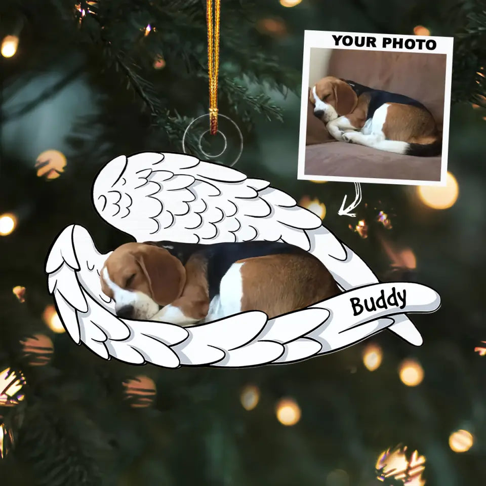 Pet On Angel Wings Personalized Custom Photo Mica Ornament Christmas Gift Memorial Gift