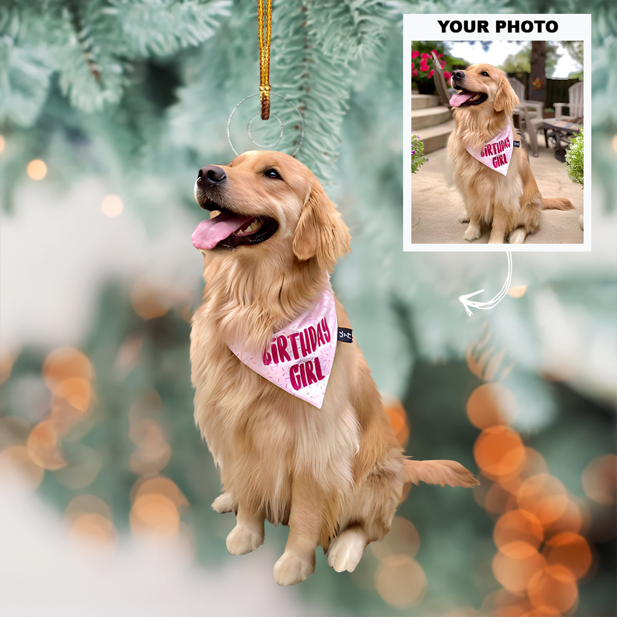 Pet S Birthday Personalized Custom Photo Mica Ornament Christmas Gift For Pet Lovers