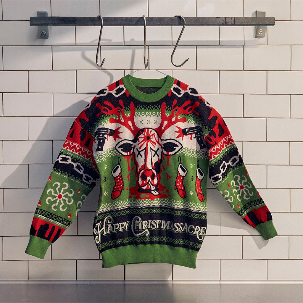 PETA Christmas Sweater 2025 Christmassacre Jumper Bull With A Bullet Sweater Gifts For Brother PETA Christmas Sweater 2025 Christmassacre Jumper Bull With A Bullet Sweater Gifts For Brother