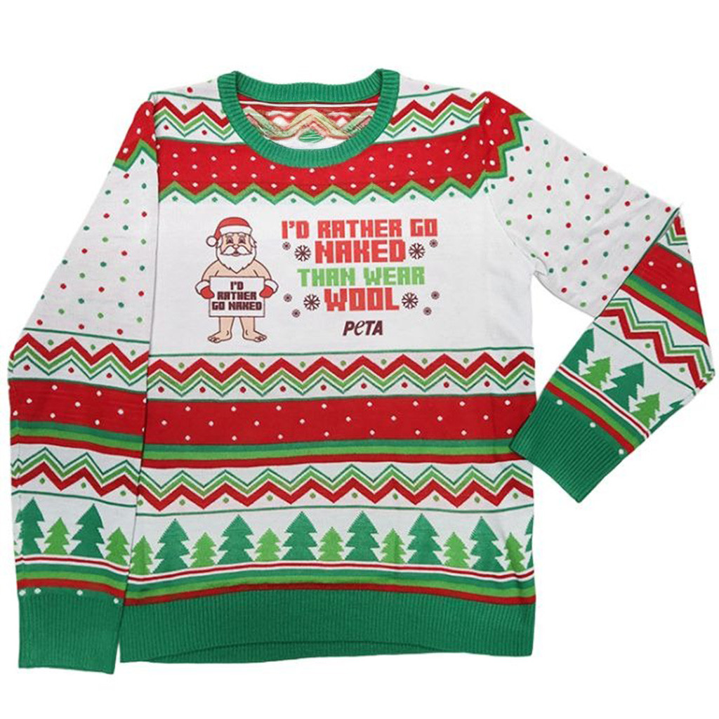 PETA Christmas Sweater 2025 Christmassacre Jumper I'd Rather Go Naked Ugly Christmas Sweater PETA Christmas Sweater 2025 Christmassacre Jumper I'd Rather Go Naked Ugly Christmas Sweater
