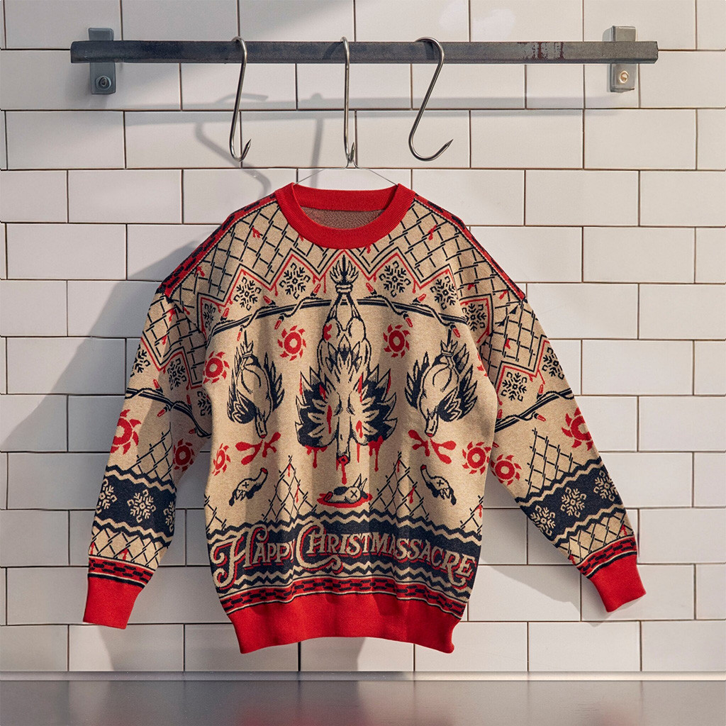 PETA Christmas Sweater 2025 Christmassacre Jumper Terrified Turkey Sweater Gifts For Son