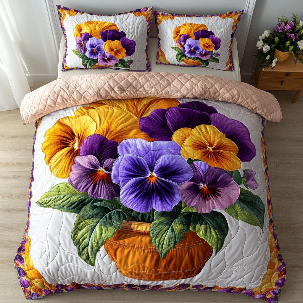 Petal Beauty Quilted Bedding Set Bed Decorations Gifts For Flower Enthusiasts