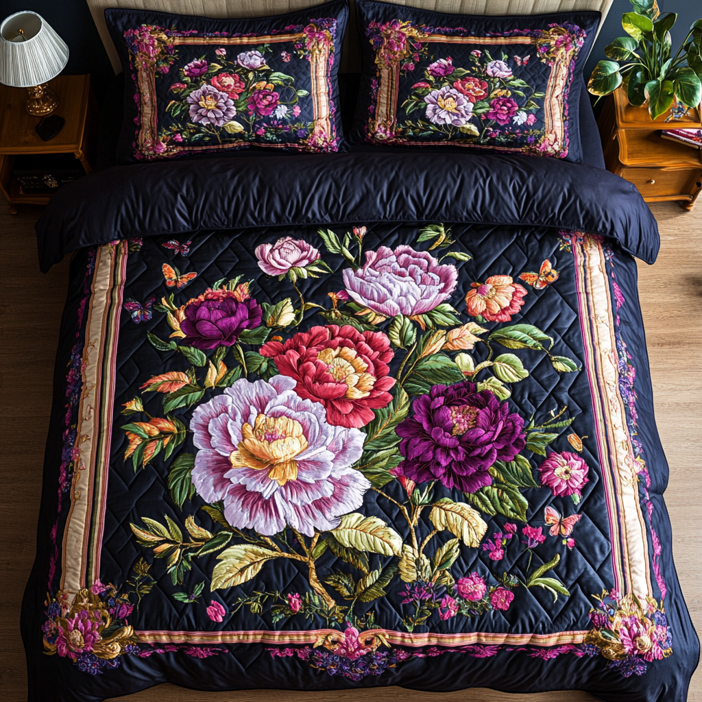 Petal Beauty Quilted Bedding Set Holiday Duvet Covers Christmas Floral Gifts