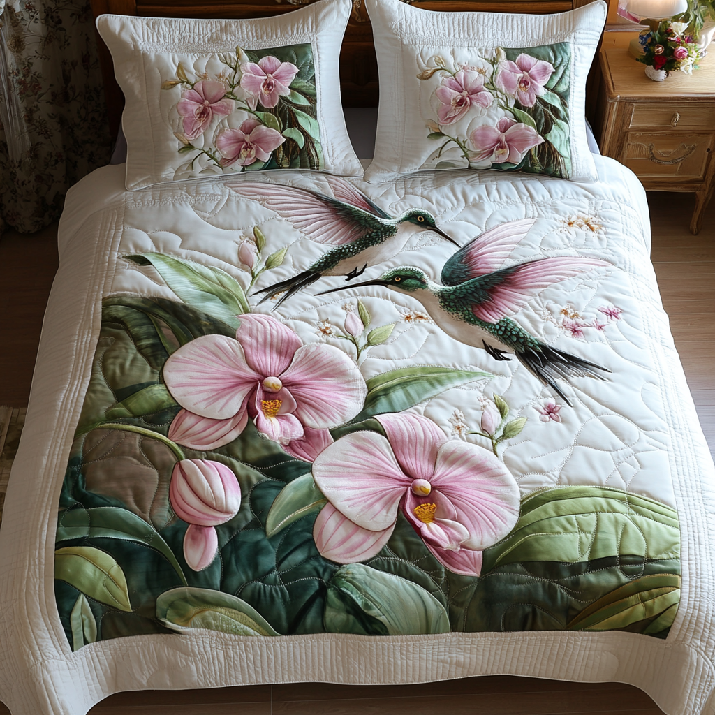 Petal Bliss Quilted Bedding Set Bed Decorations Hummingbird Feeder Gift