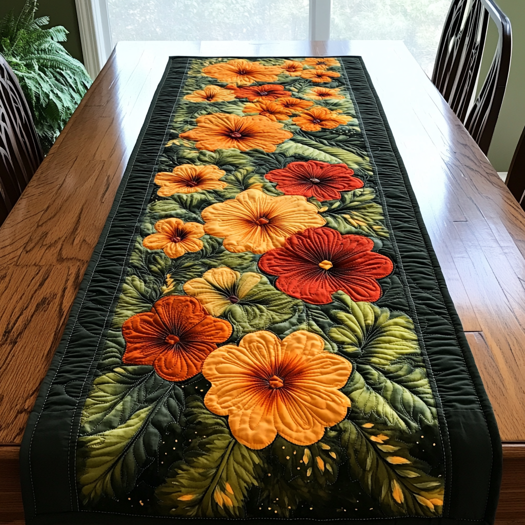Petal Bliss Quilted Table Runner Dining Table Decor Christmas Flower Gifts