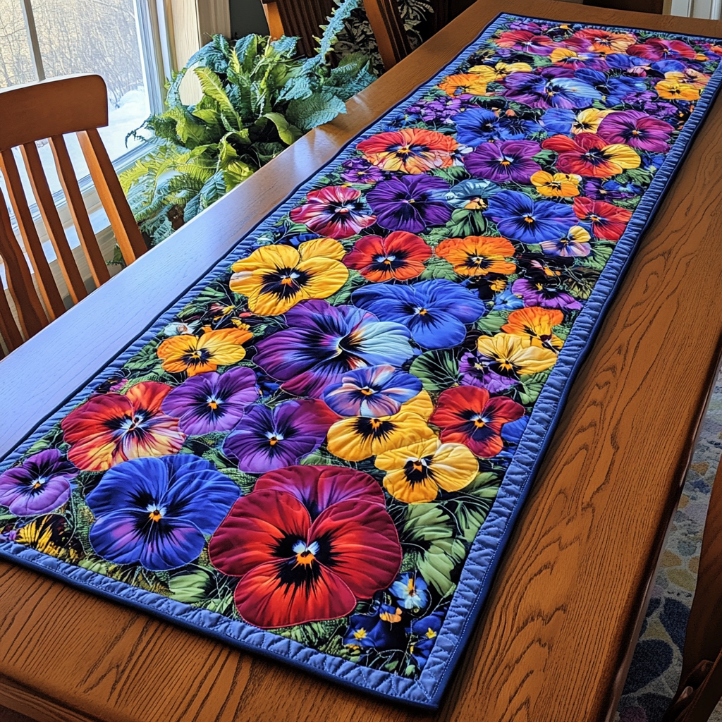 Petal Bloom Quilted Table Runner Holiday Table Throw Christmas Gifts For Flower Lovers