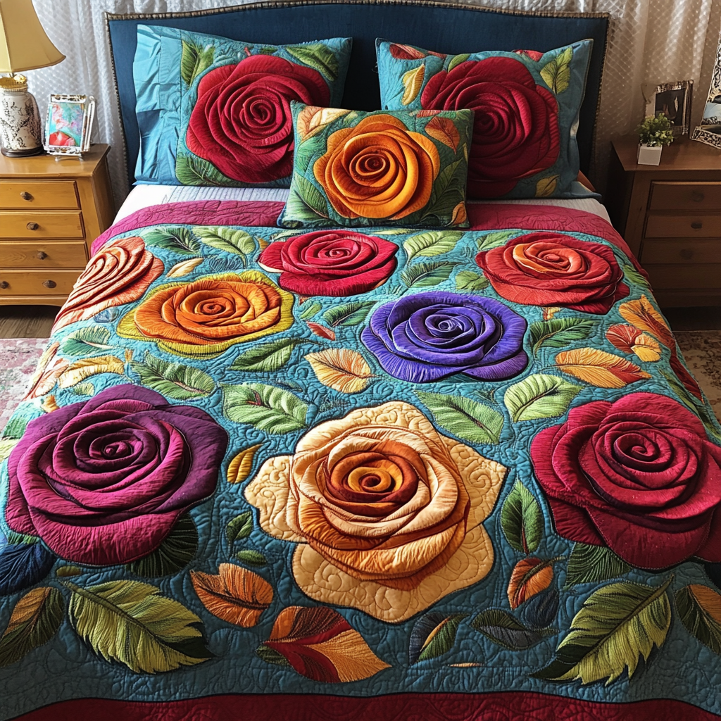 Petal Dance Quilted Bedding Set Cool Bedroom Decor Christmas Flower Gifts
