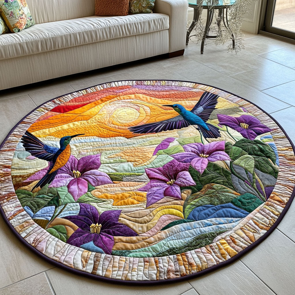 Petal Dance Quilted Round Mat Outdoor Decor Sunflower Gifts For Her