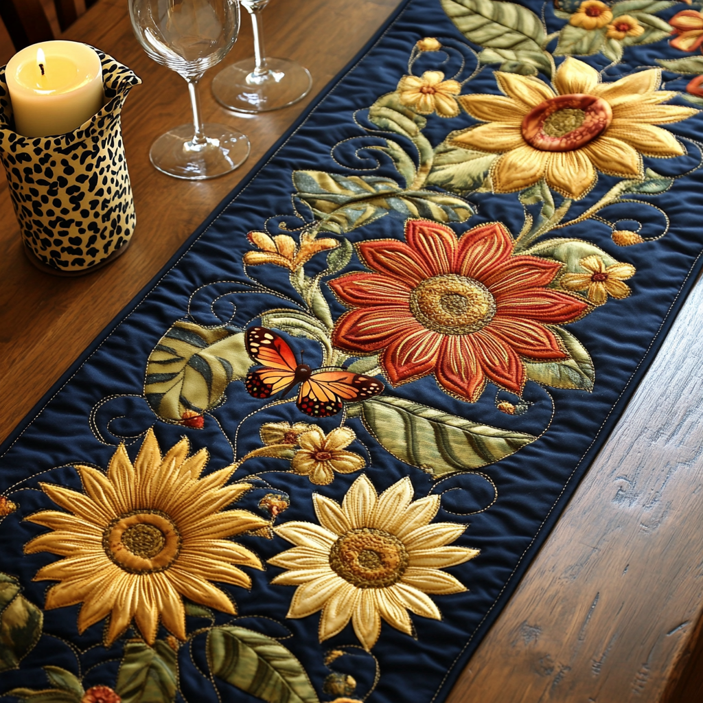 Petal Dance Quilted Table Runner Dining Table Ideas Sunflower Theme Gifts Merchandise