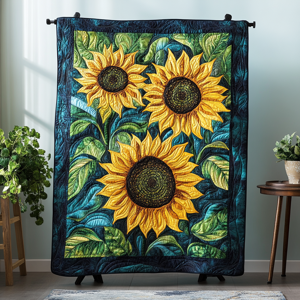 Petal Dreams Quilted Blanket Sunflower Gifts For Her