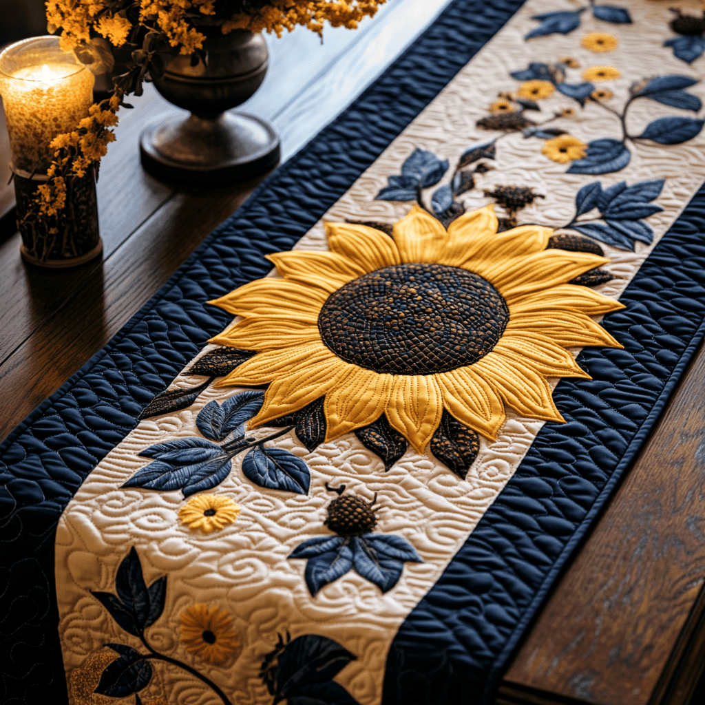 Petal Dreams Quilted Table Runner Christmas Presents Sunflower Gifts For Wife
