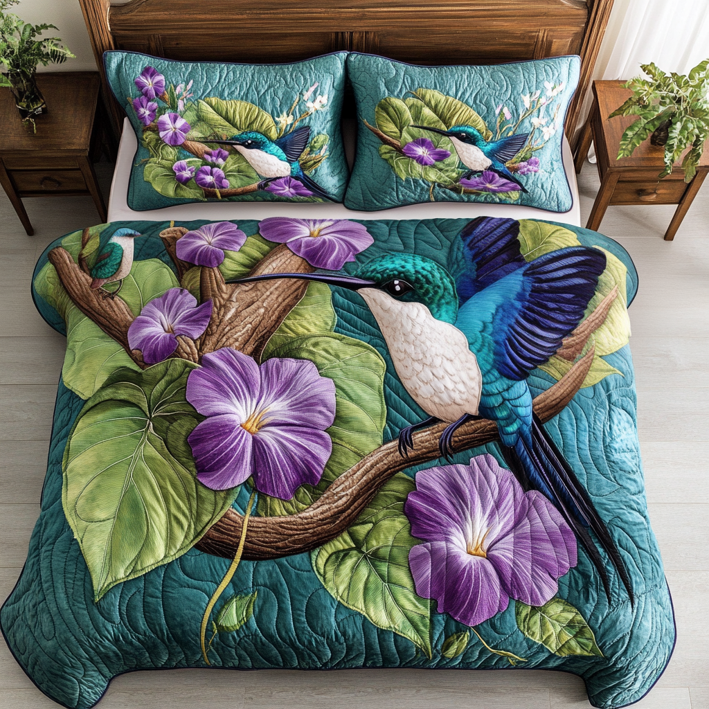 Petal Flutter Quilted Bedding Set Bed Decor Ideas Hummingbird Gifts For Grandma