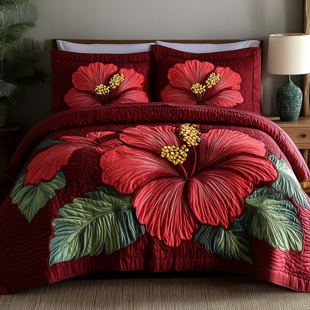 Petal Harmony Quilted Bedding Set King Size Comforter Sets Birthday Gift for Wife