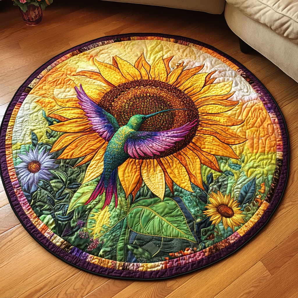 Petal Kissed Flight Quilted Round Mat Entryway Design Ideas Best Hummingbird Related Gifts