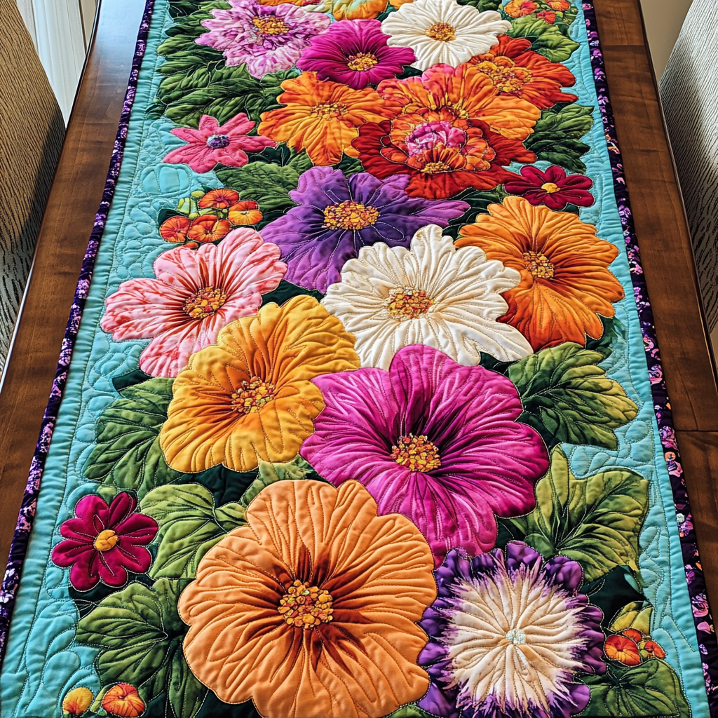 Petal Magic Quilted Table Runner Kitchen Table Decor Ideas Presents For Flower Lovers