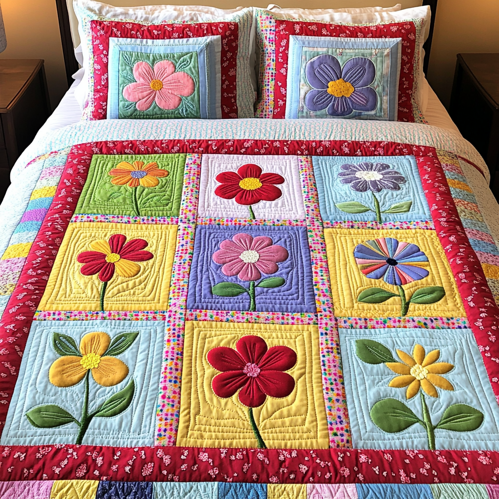 Petal Parade Quilted Bedding Set Christmas Duvet Sets Christmas Floral Gifts