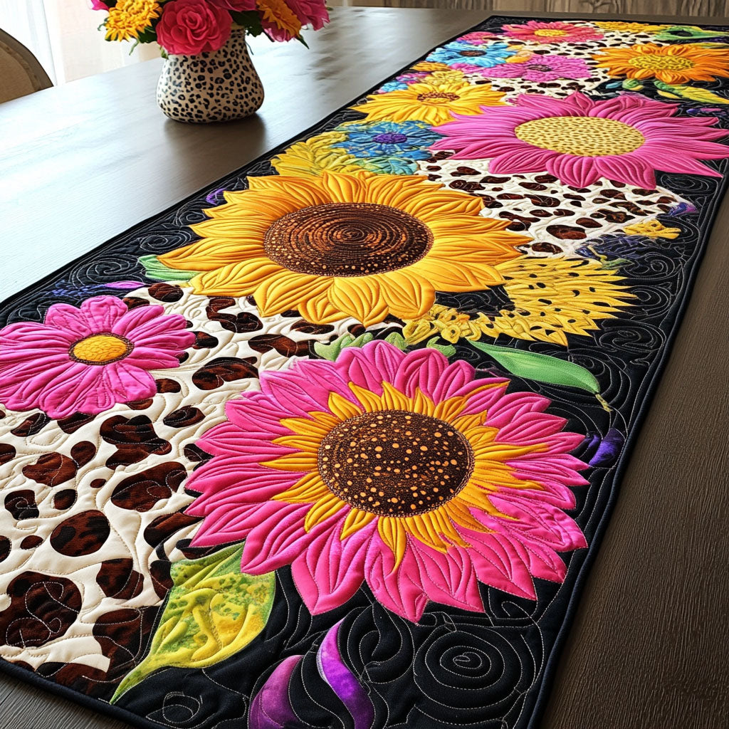 Petal Parade Quilted Table Runner Dining Room Table Decor Sunflower Gift Items