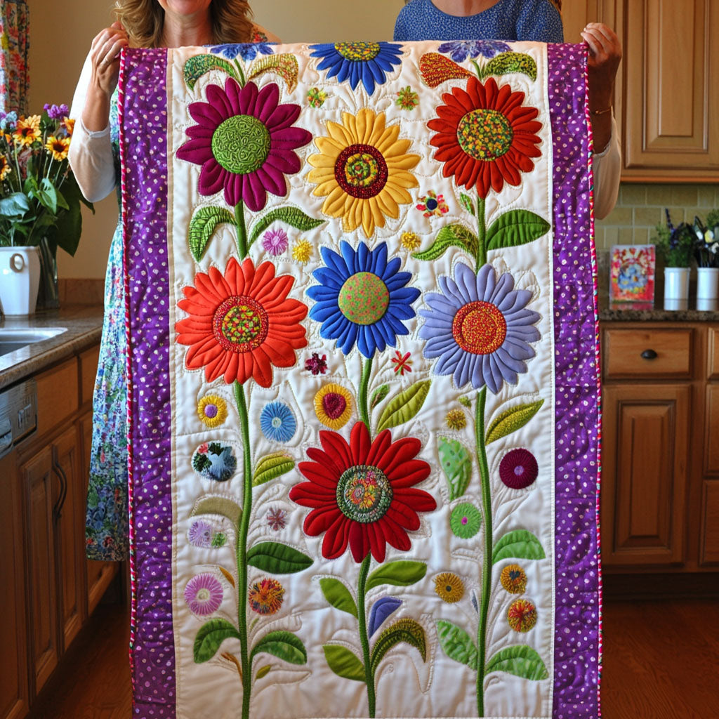 Petal Parade Quilted Table Runner Dining Table Decor Sunflower Gifts For Women