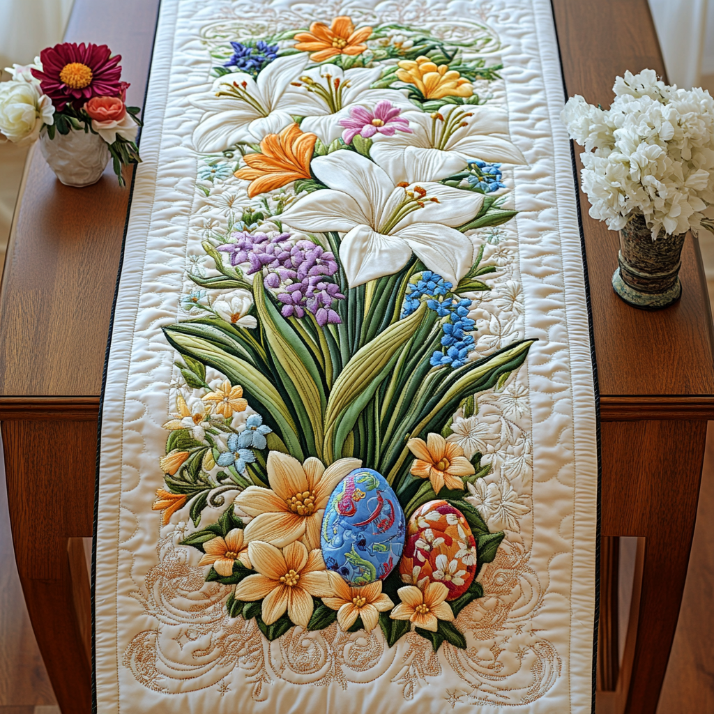 Petal Parade Quilted Table Runner Flower Table Runner Dining Table Decor