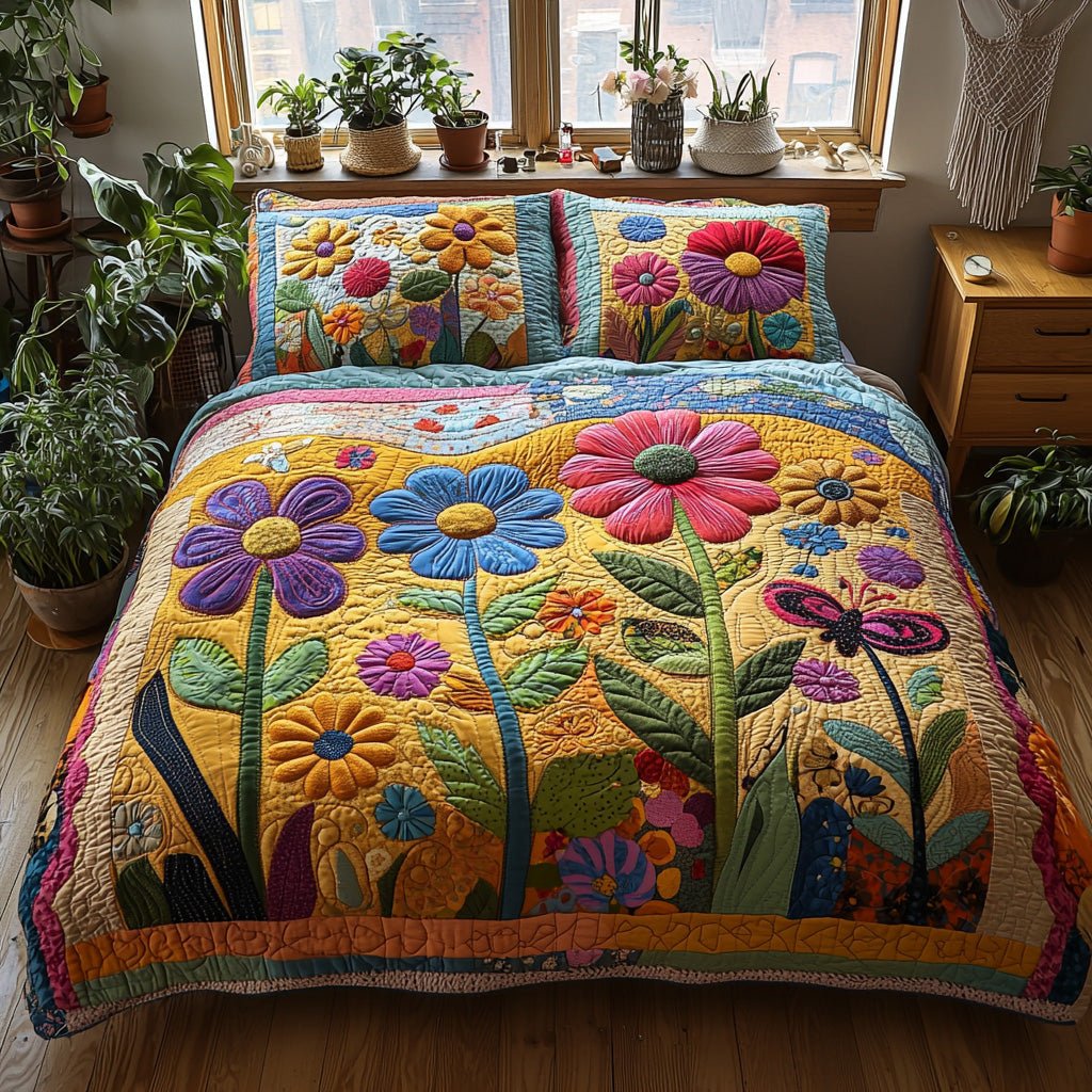 Petal Patch Quilted Bedding Set Bedroom Decor Christmas Flower Gifts