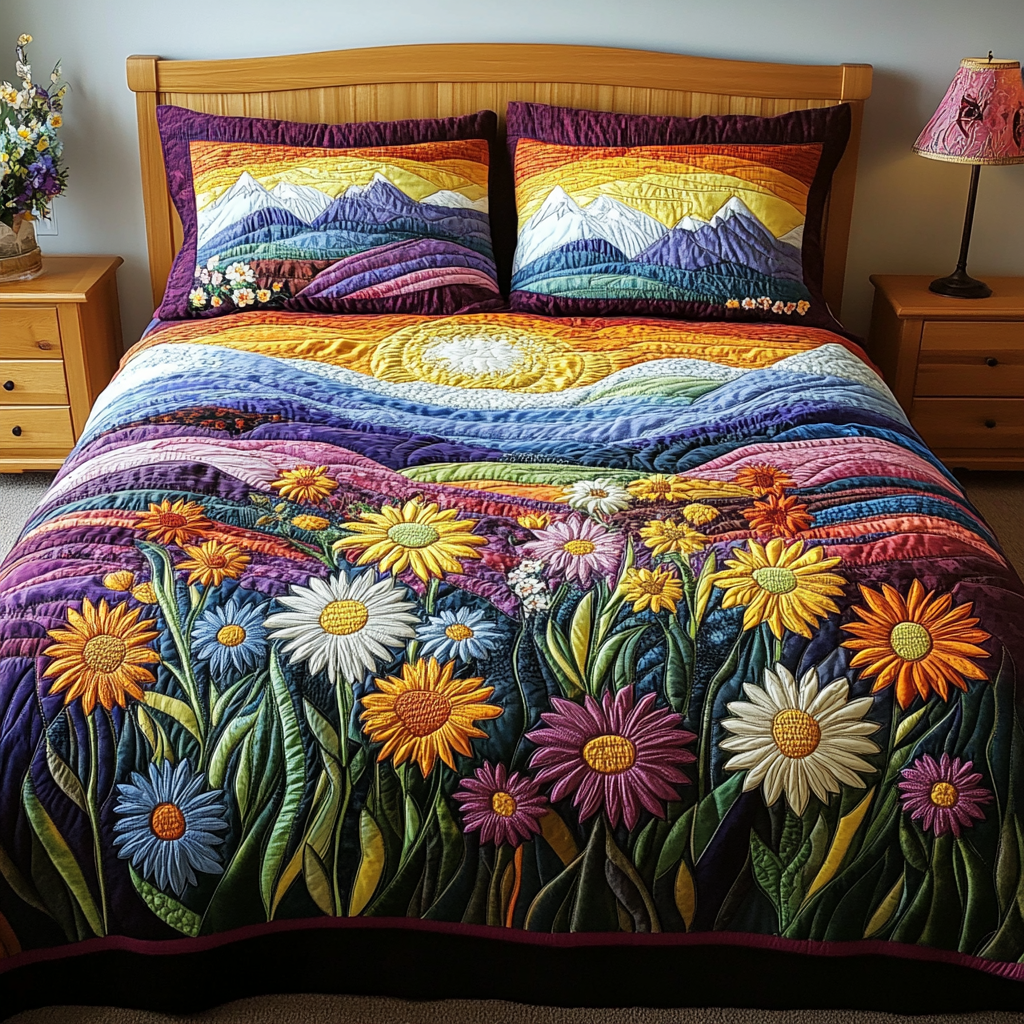 Petal Path Quilted Bedding Set Best Bed Sheet Set Presents For Beach Lovers