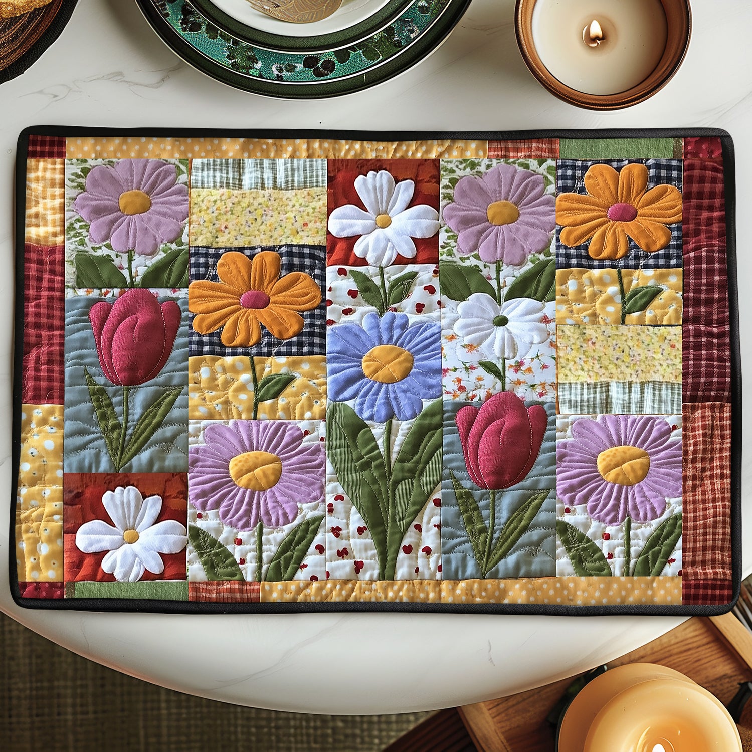 Petal Path Quilted Place Mat Christmas Home Dec Sunflower Gift Items