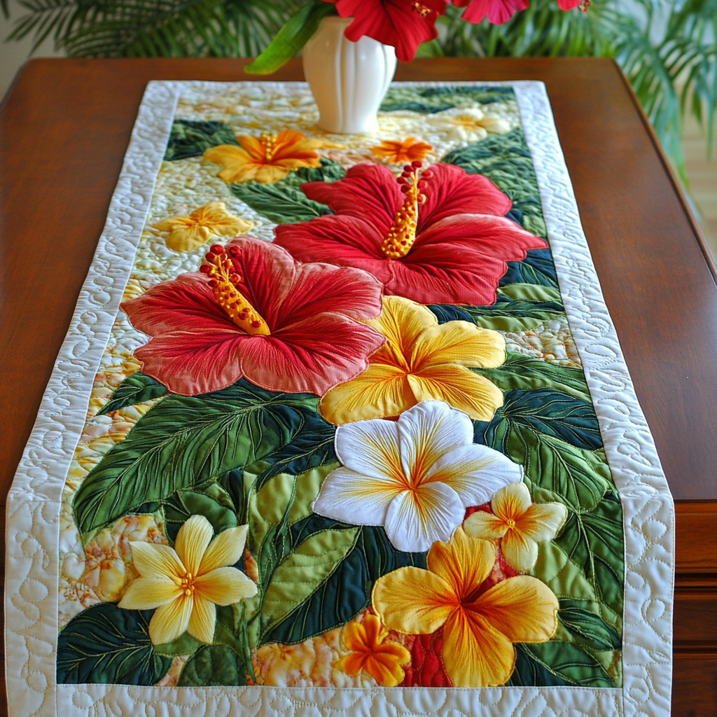Petal Path Quilted Table Runner Tropical Kitchen Decor Gifts For My Mother In Law
