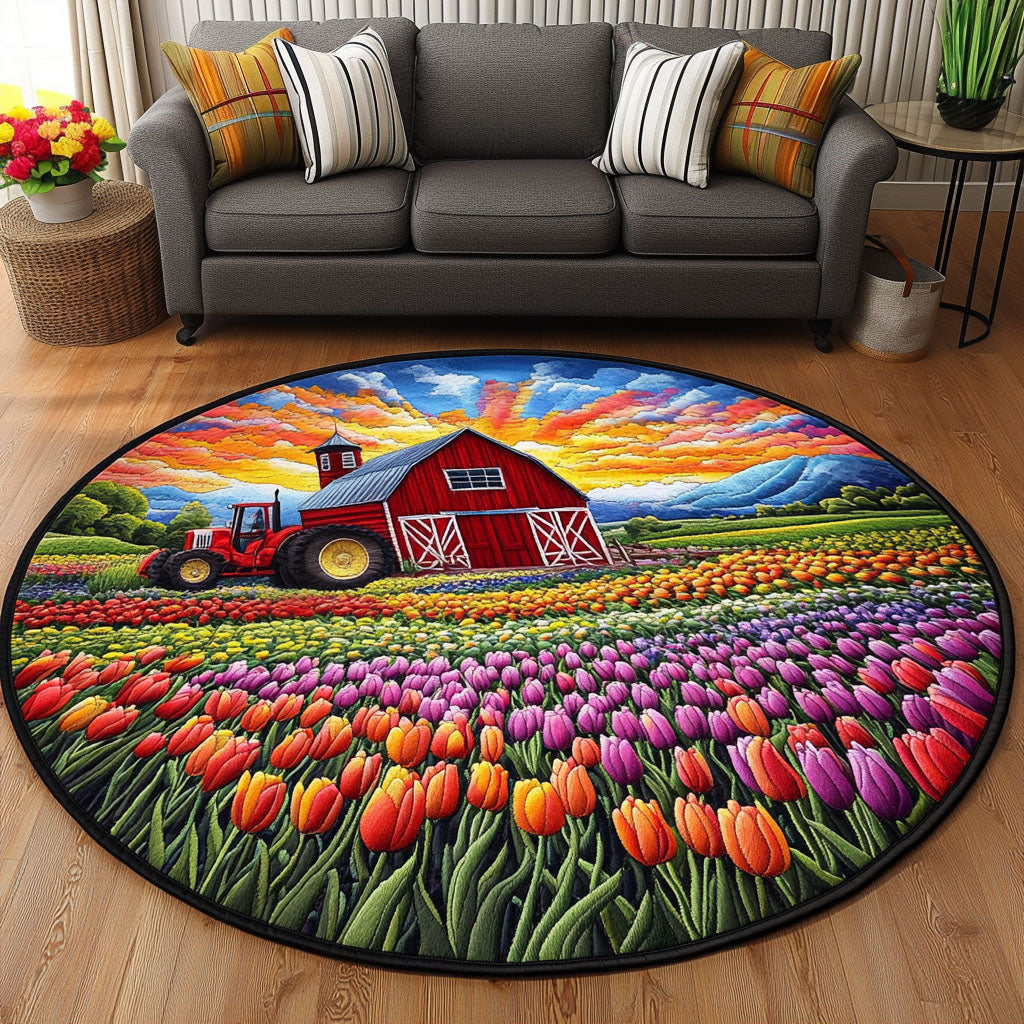 Petal Pathway Quilted Round Mat Front Door Decor Christmas Present For Farmer