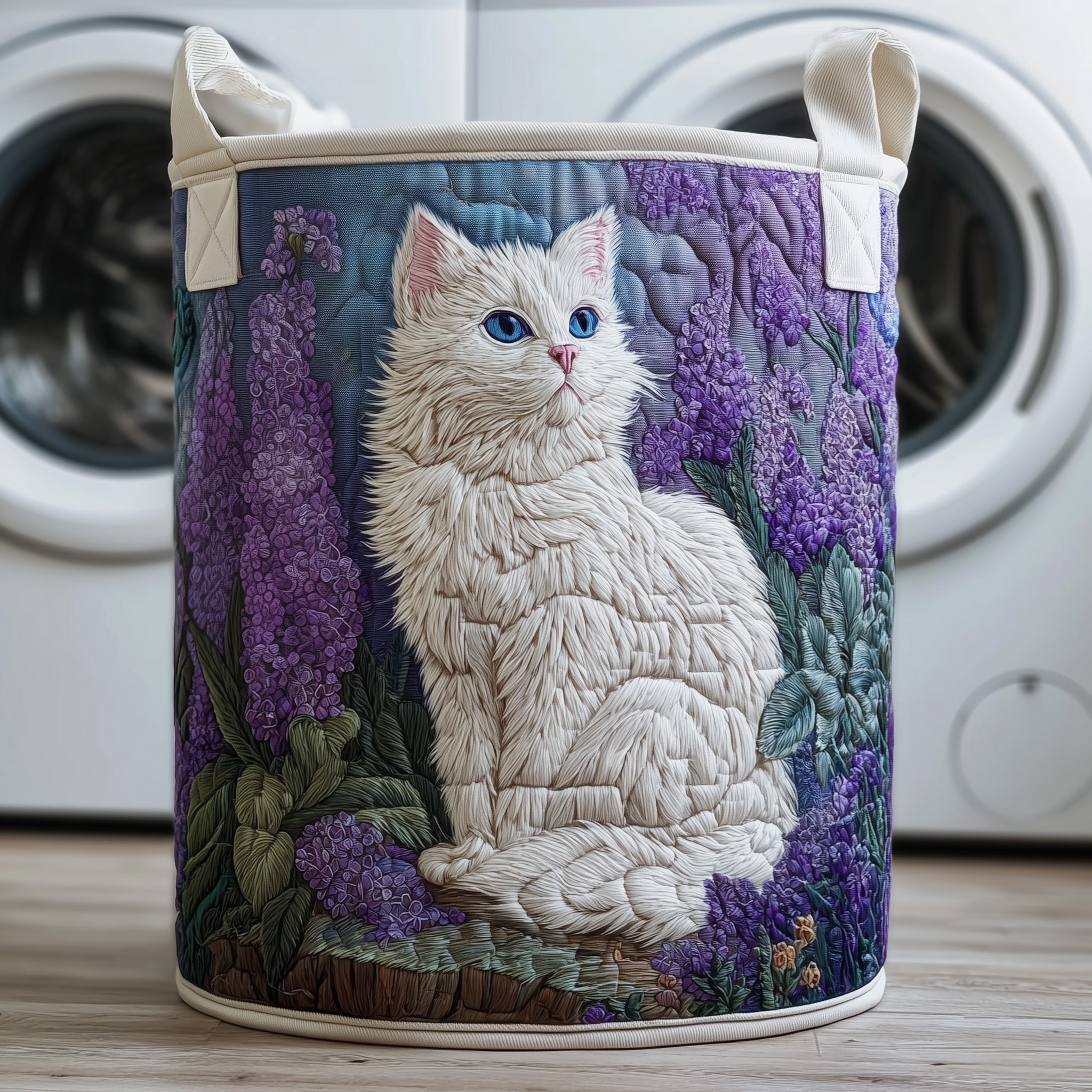 Petal Paws Quilted Laundry Basket Clothes Hamper Storage Unique Gifts Best For Cat Supporters