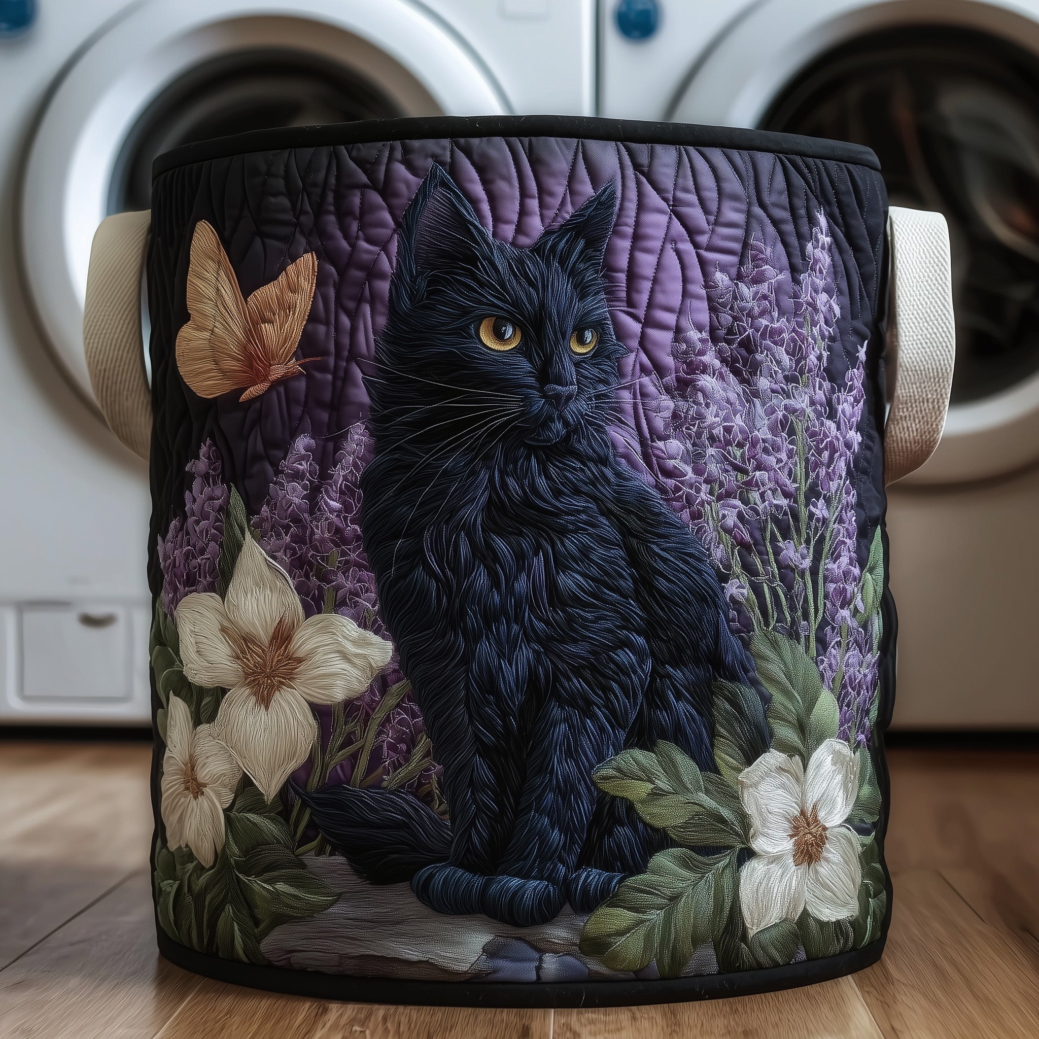 Petal Paws Quilted Laundry Basket Clothes Hamper Storage Wonderful Gifts For Cat Lovers