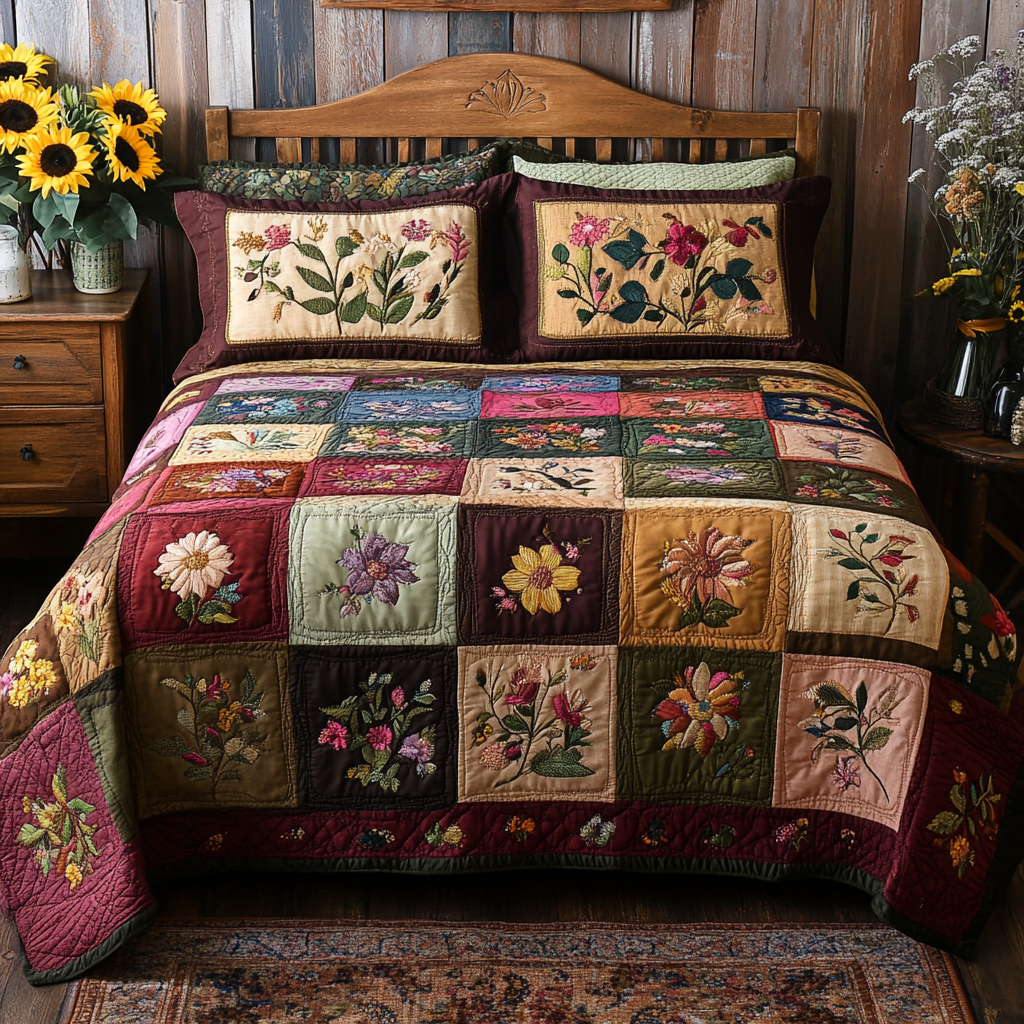 Petal Perfect Quilted Bedding Set Xmas Holiday Duvet Cover Set Best Gifts For Flower Lovers