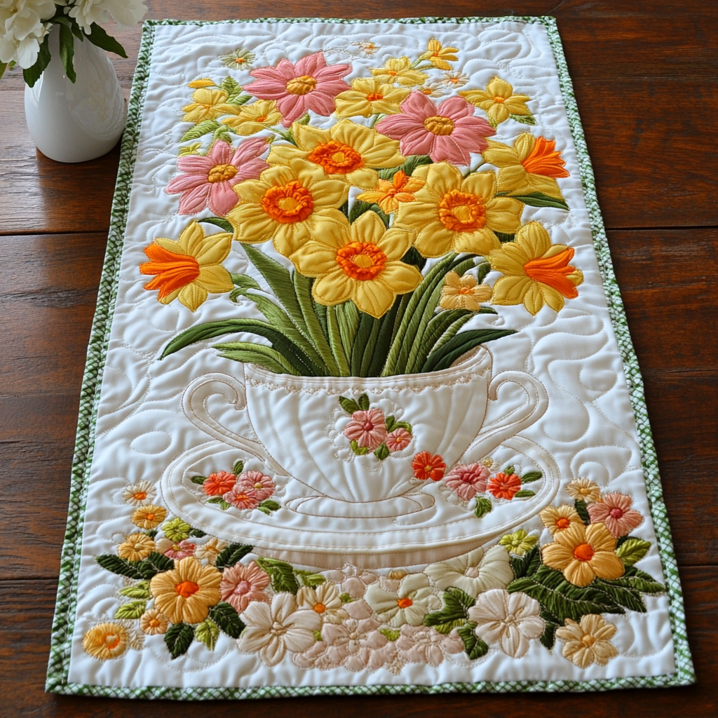 Petal Perfection Quilted Table Runner Floral Table Cover Dining Table Ideas
