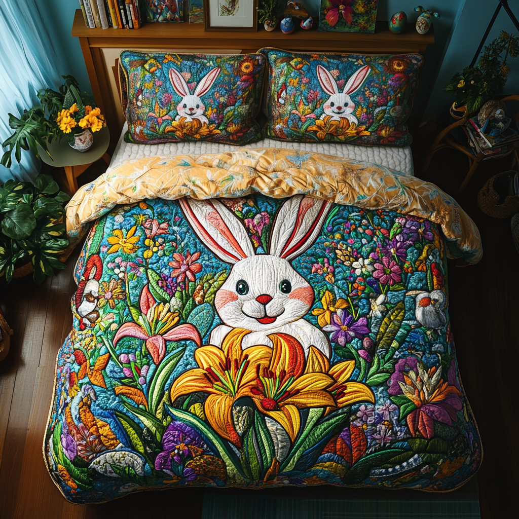 Petal Plush Quilted Bedding Set Best Bedspread Set Christmas Presents For Rabbits
