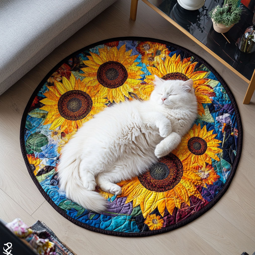 Petal Quilted Round Mat Entryway Rug Ideas Gifts For Sunflower Lovers