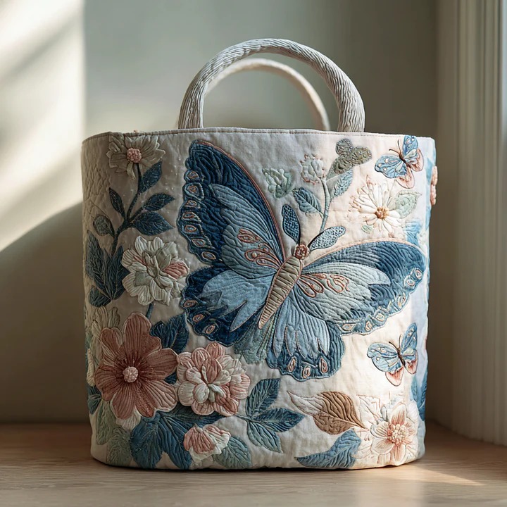 Petal Soar Butterfly Wildflower Quilted Laundry Basket Boho Home Decor Best Gift For Butterfly Lovers