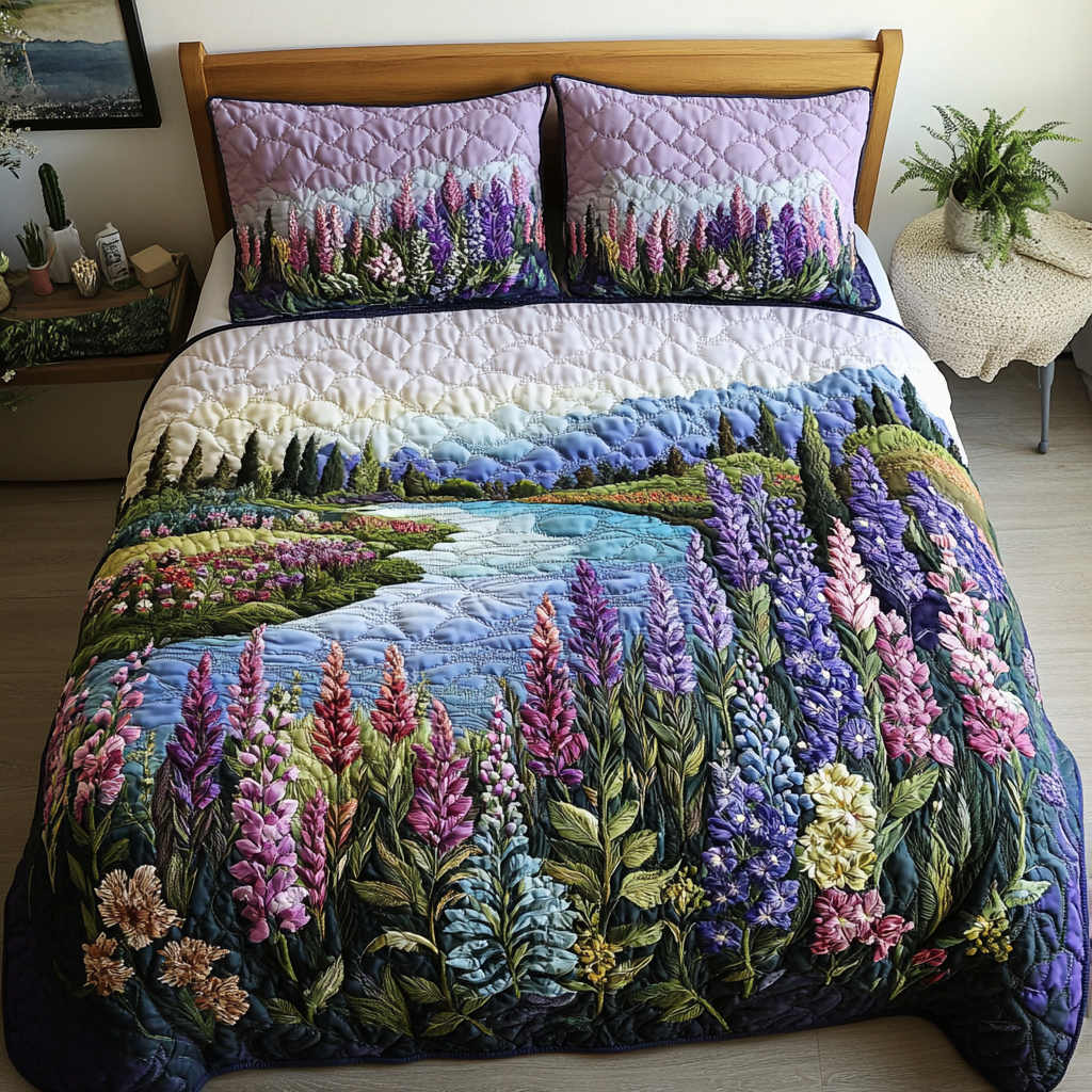 Petal Trail Quilted Bedding Set Bedroom Decor Ideas Best Gifts For Lavender Lovers